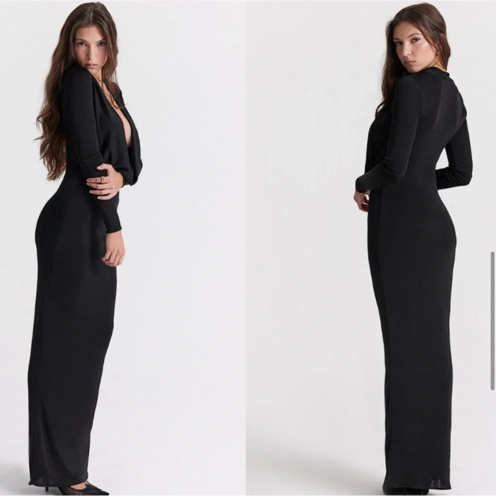 House of CB Black Plunge Maxi Dress - Picture 3 of 11